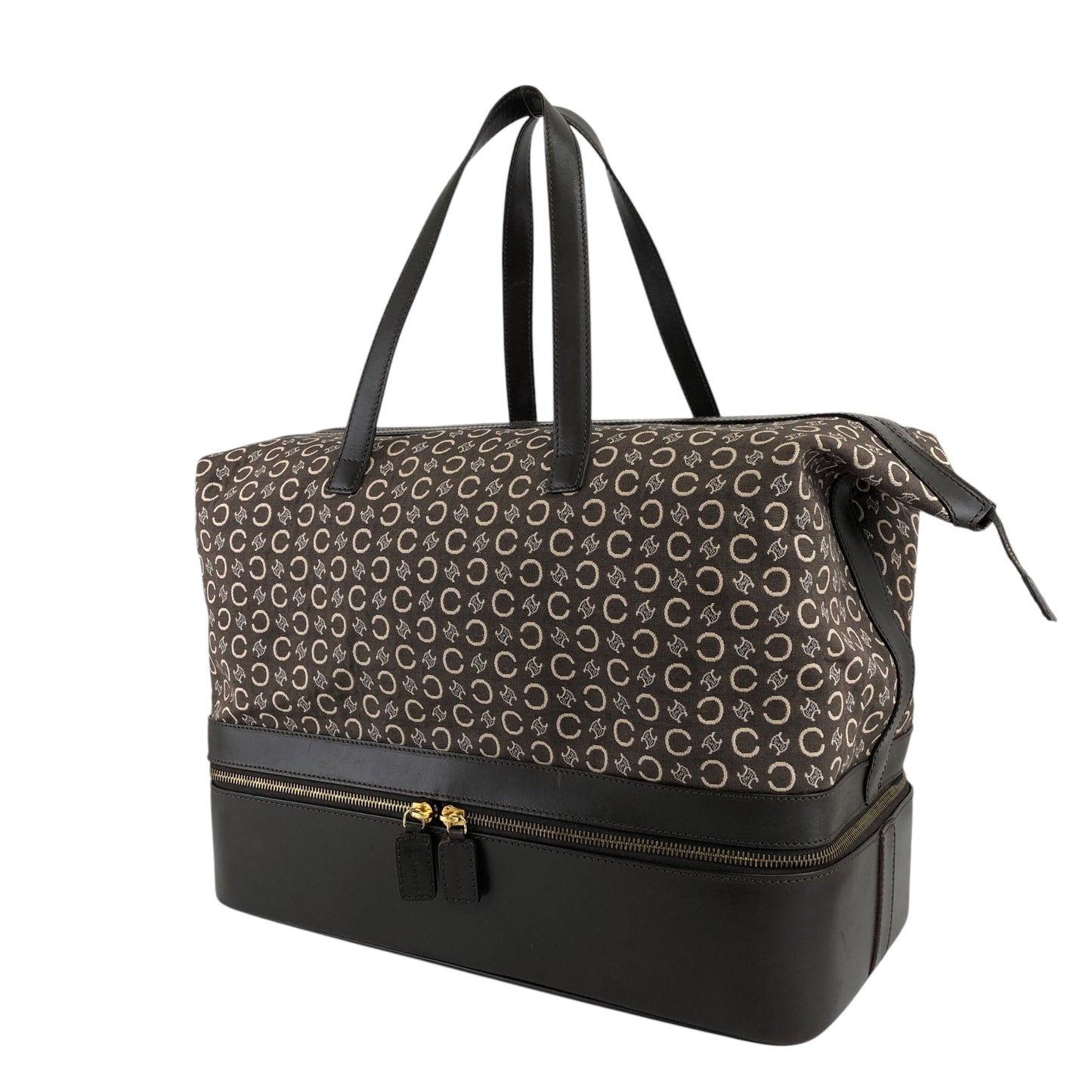 CELINE Macadam Handbag Boston bag Brown Vintage 7kve88