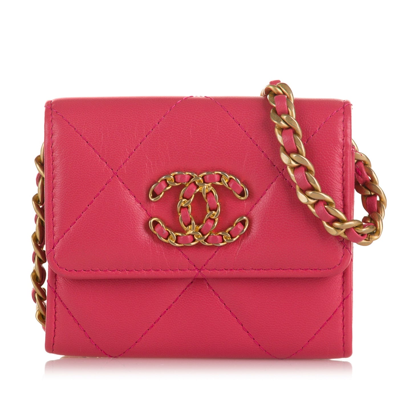 Pink Chanel 19 Flap Wallet on Chain Crossbody Bag