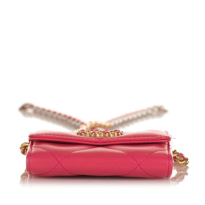 Pink Chanel 19 Flap Wallet on Chain Crossbody Bag
