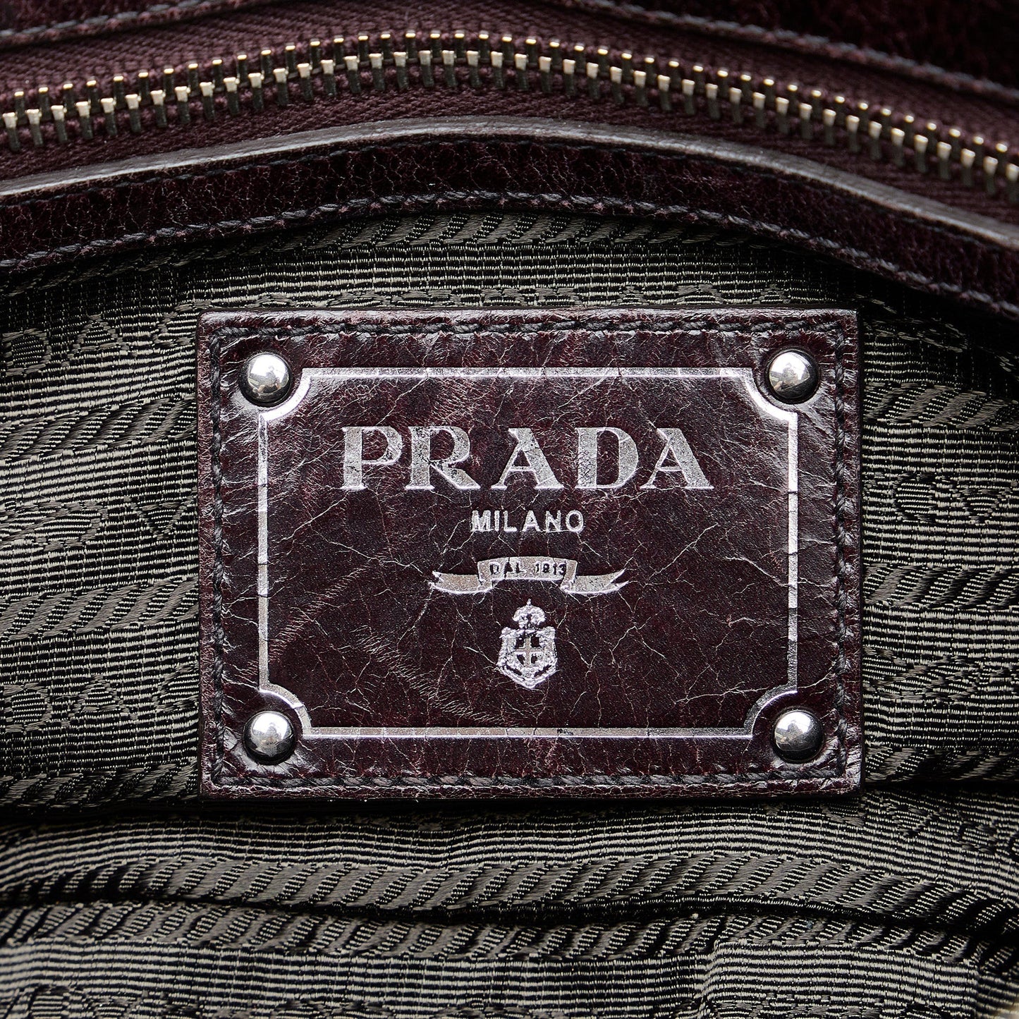 Prada Vitello Trimmed Tessuto Satchel