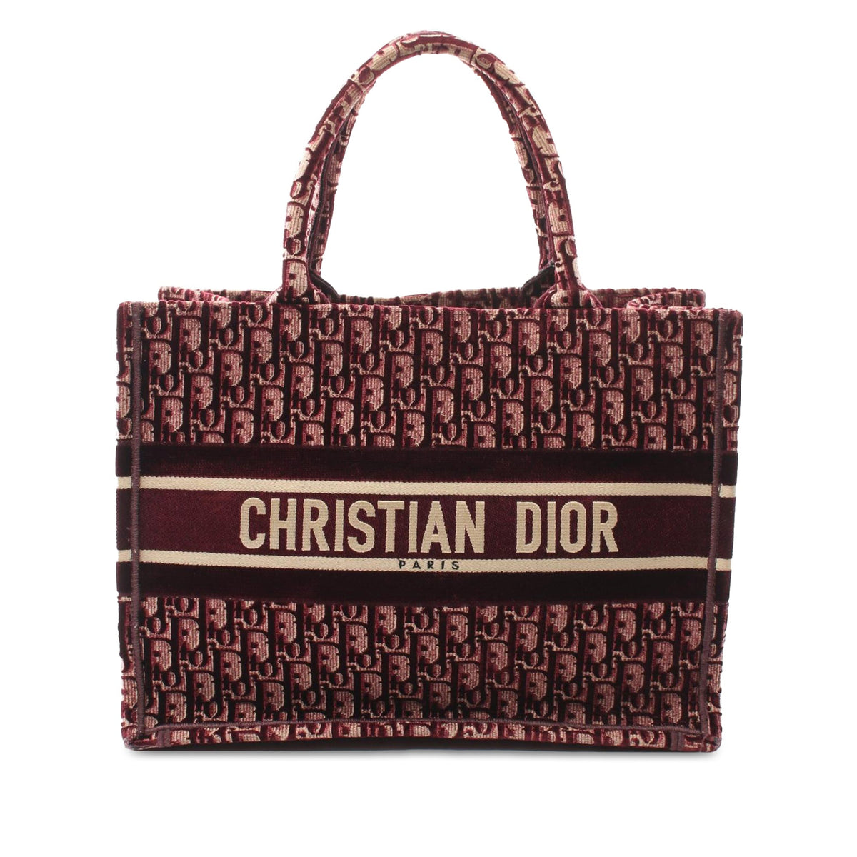 Medium Oblique Embroidered Velvet Book Tote