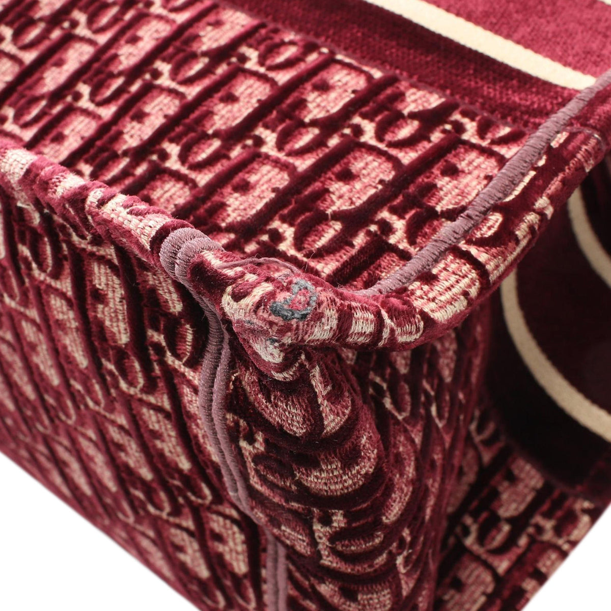 Medium Oblique Embroidered Velvet Book Tote