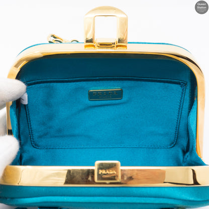 Turquoise Satin Evening Bag