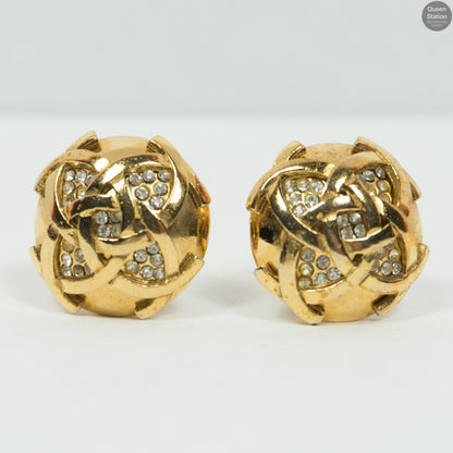 Flower Crystal Clip-On Earrings