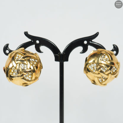 Flower Crystal Clip-On Earrings