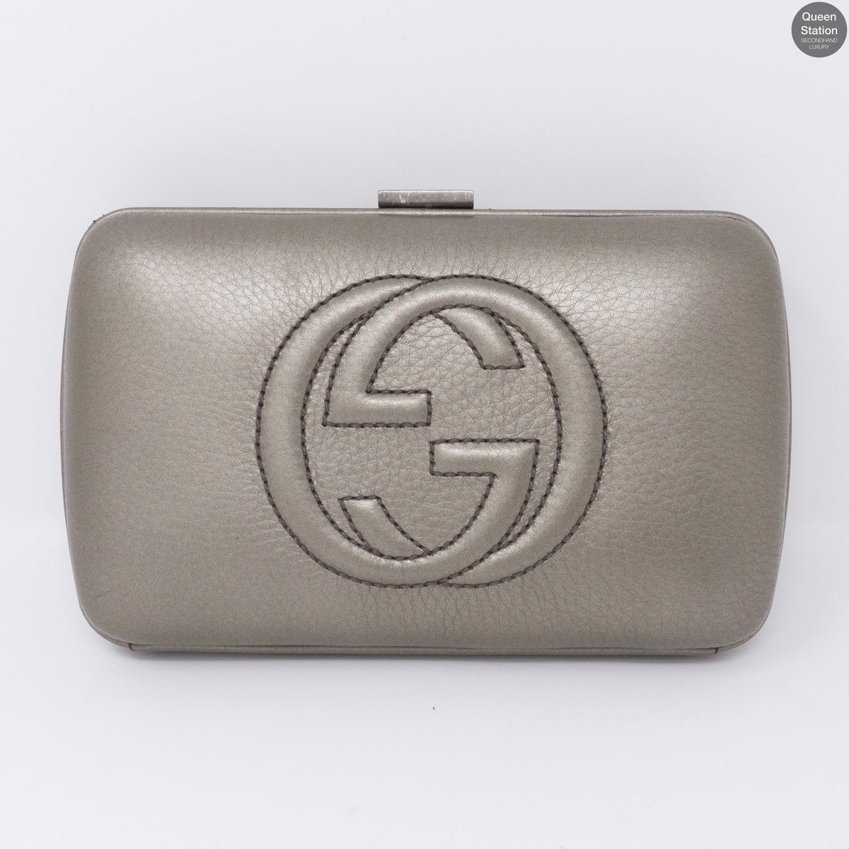 Broadway Minaudiere Leather Hard Clutch