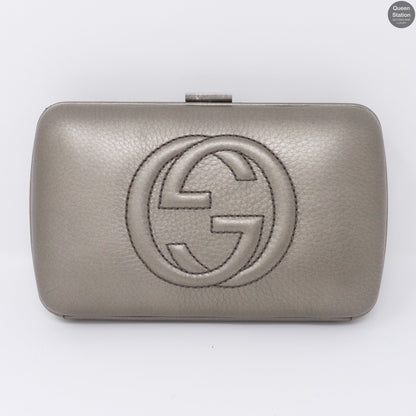 Broadway Minaudiere Leather Hard Clutch