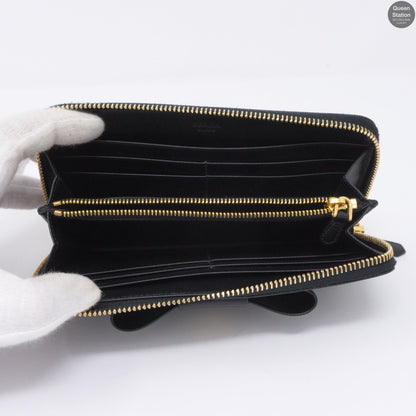 Black Saffiano Bow Zip Wallet