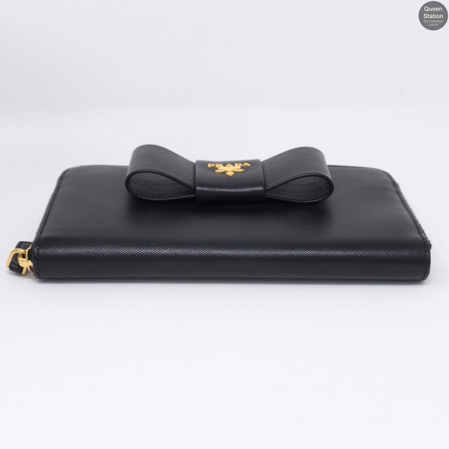 Black Saffiano Bow Zip Wallet