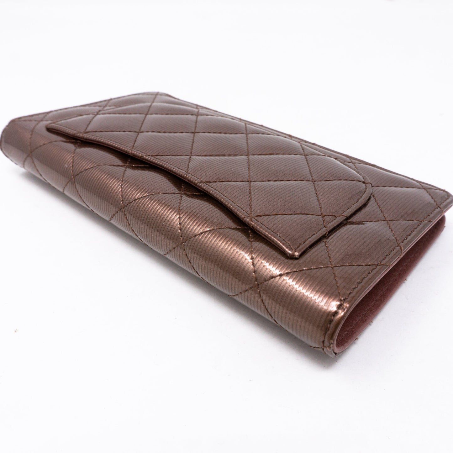 Classic Long Wallet Striped Patent Leather