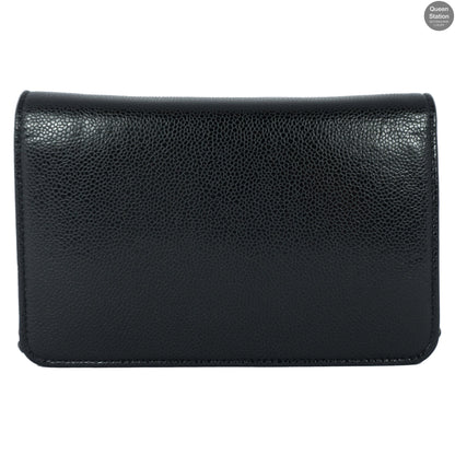 Black Caviarskin Leather Wallet on Chain WOC