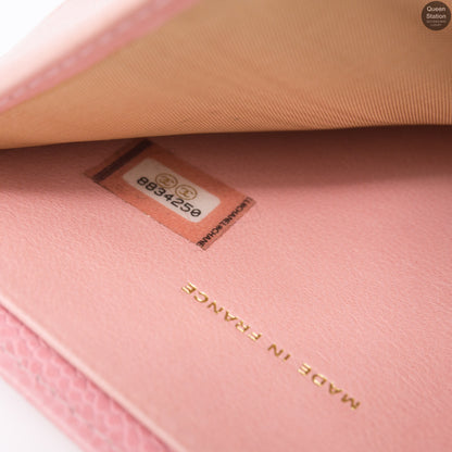 Pink Caviarskin Square Wallet