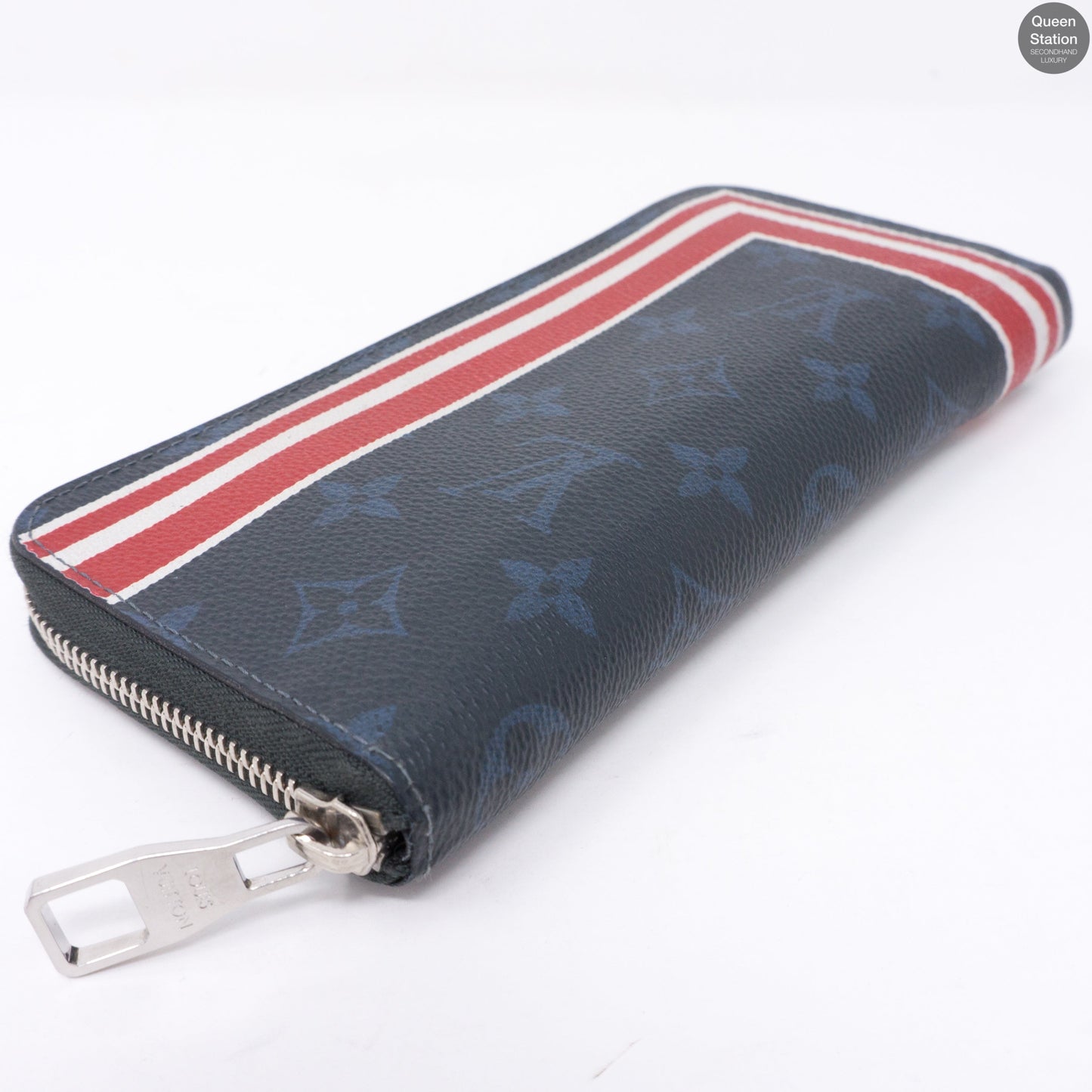 Louis-vuitton Zippy Vertical Monogram Cobalt Stripe Wallet
