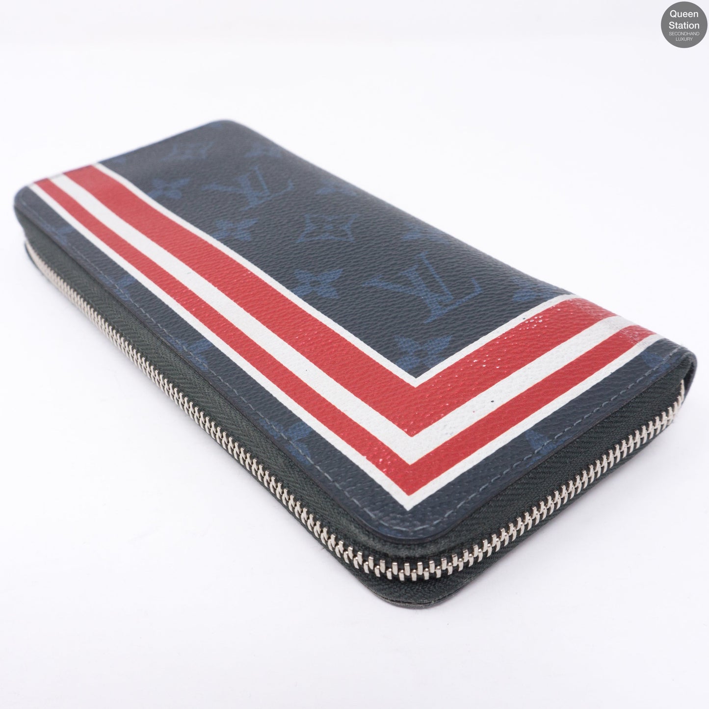 Louis-vuitton Zippy Vertical Monogram Cobalt Stripe Wallet