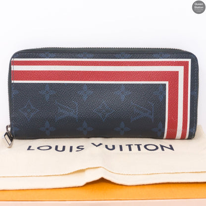 Louis-vuitton Zippy Vertical Monogram Cobalt Stripe Wallet