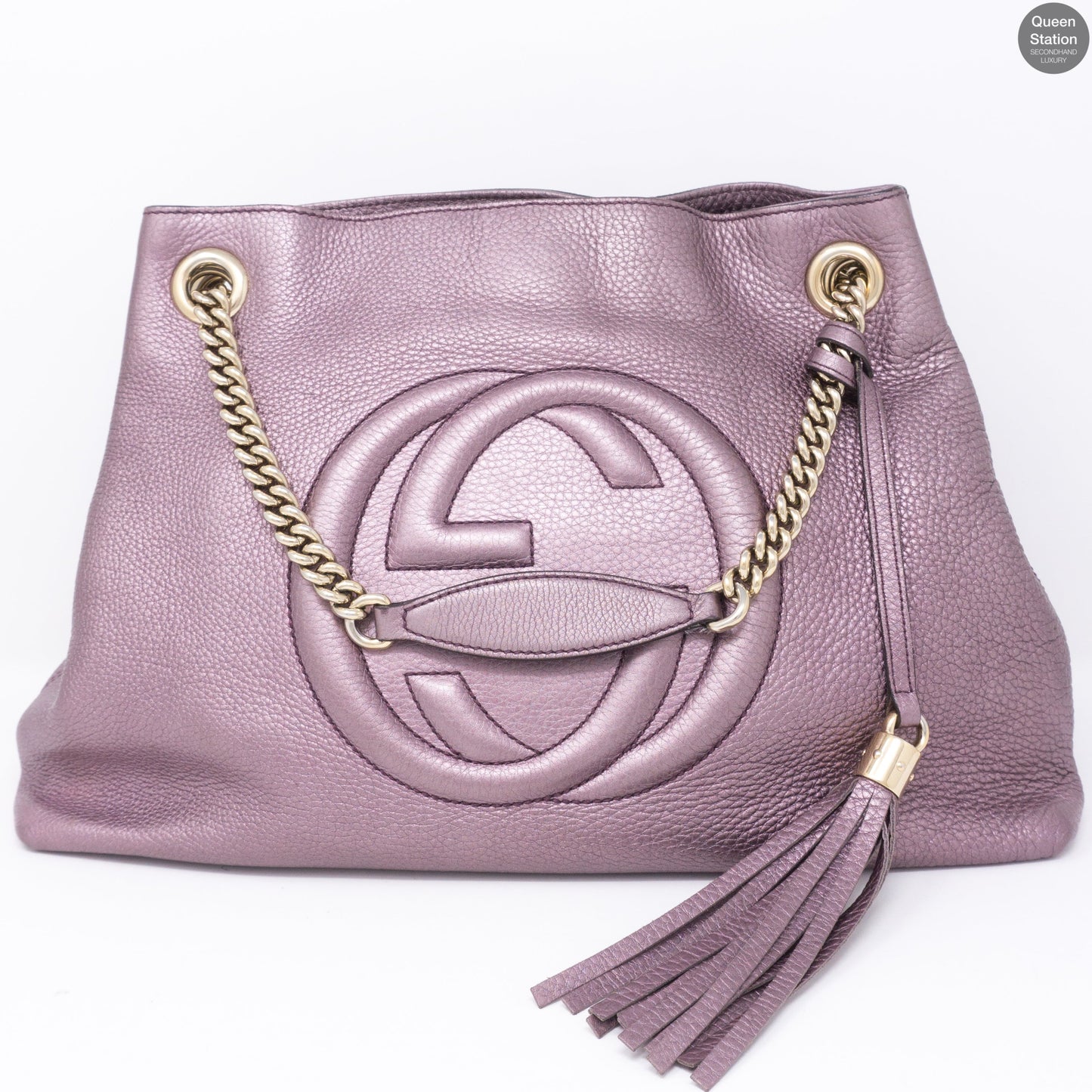 Soho Tassel Chain Metallic Purple Leather Bag