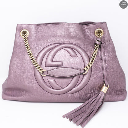 Soho Tassel Chain Metallic Purple Leather Bag