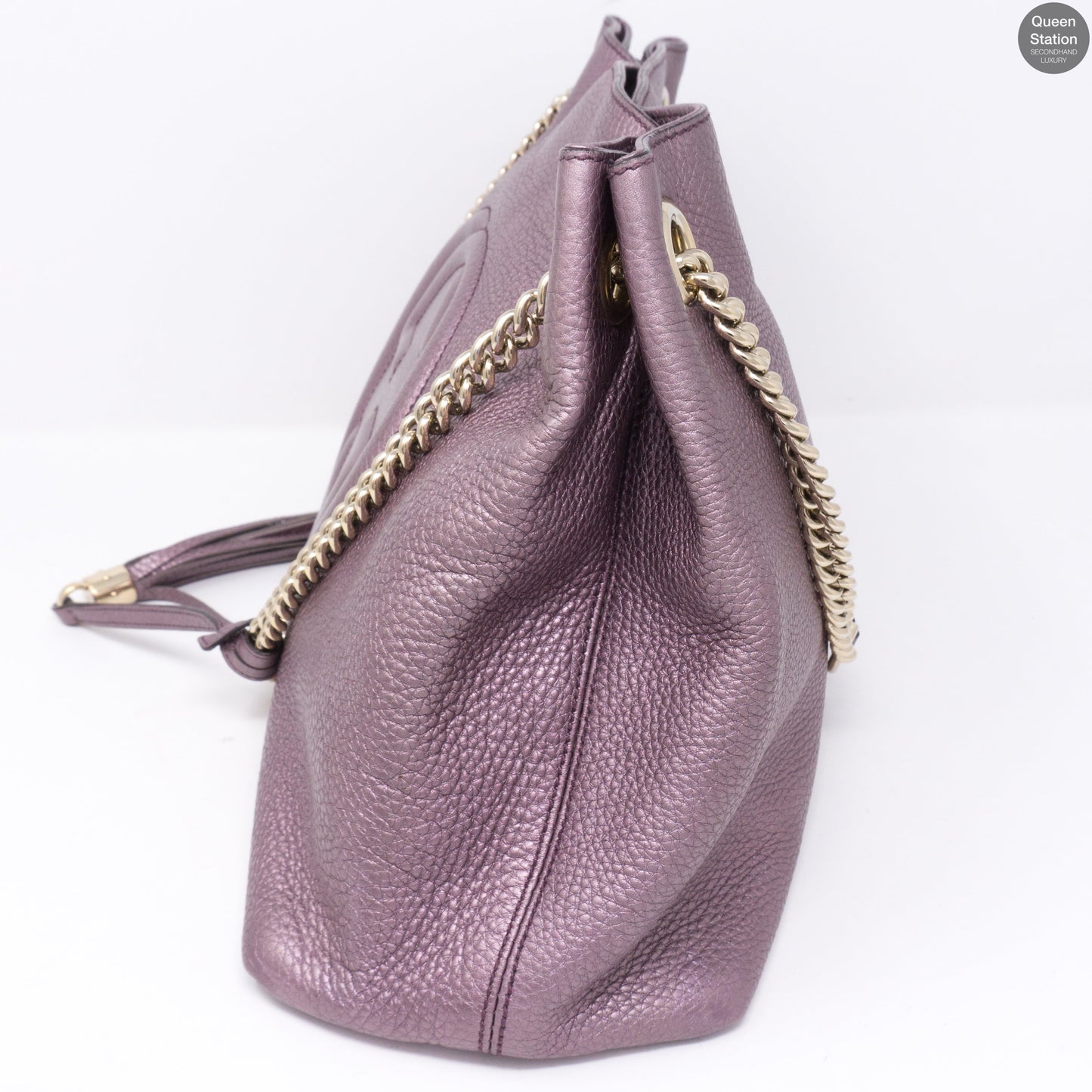 Soho Tassel Chain Metallic Purple Leather Bag