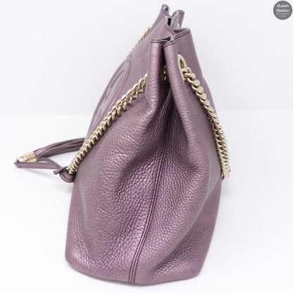 Soho Tassel Chain Metallic Purple Leather Bag