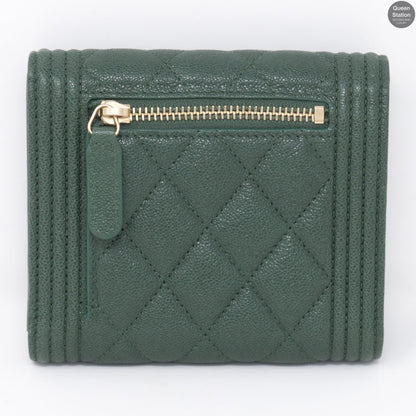 Boy Small Flap Wallet Green Caviarskin Leather