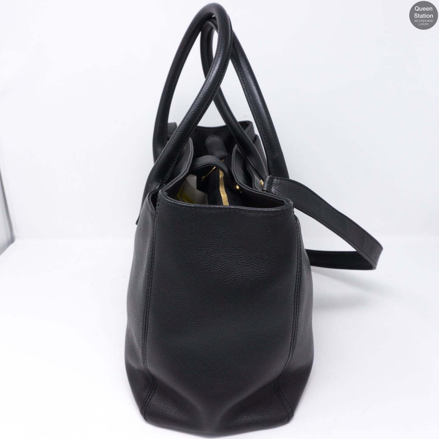 Executive Cerf Black Leather Tote