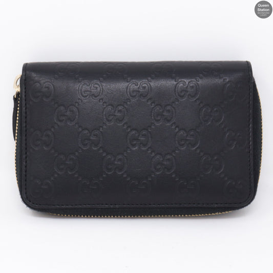 Zip Around Coin Wallet Black Leather