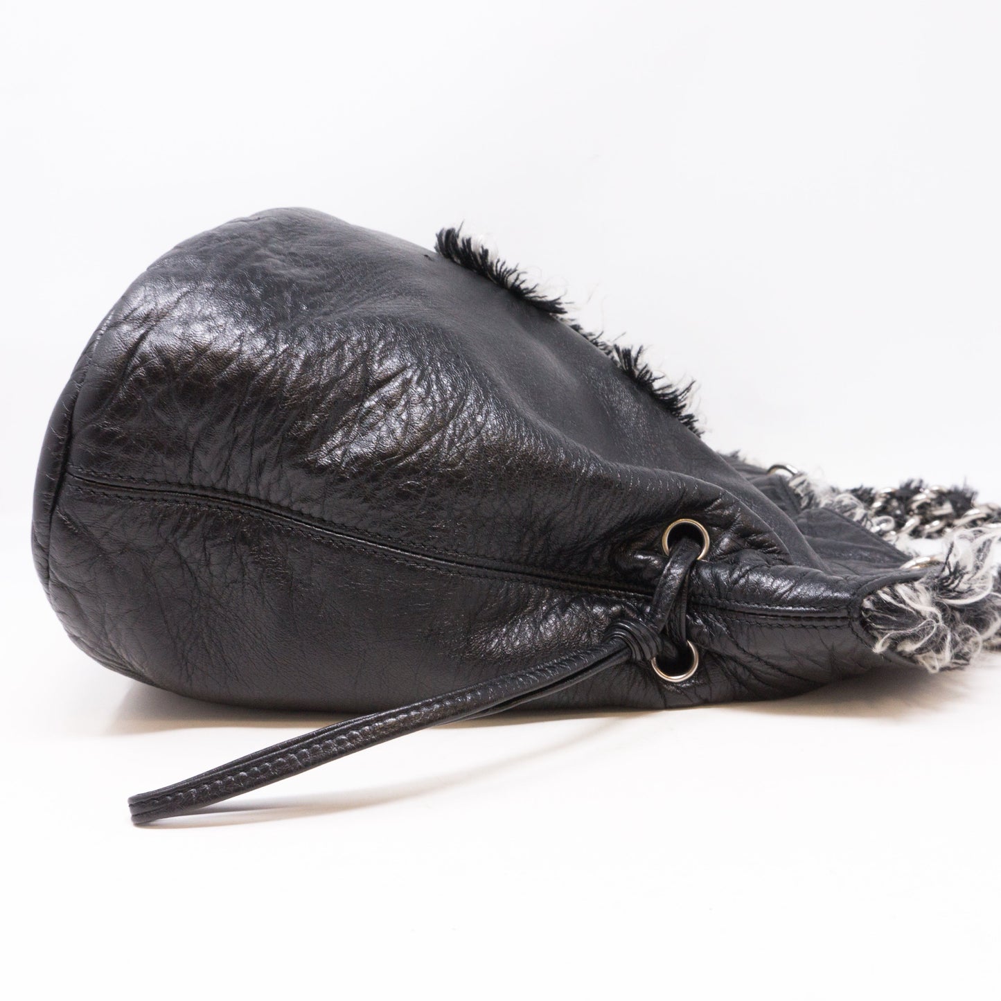 CC Leather And Tweed Chain Tote Bag