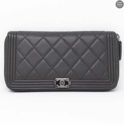 Boy Chanel Gray Long Zipped Wallet