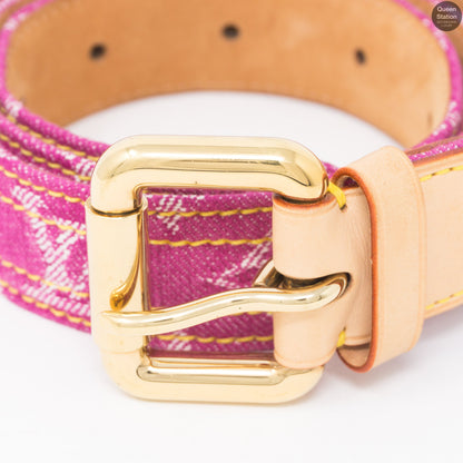 Louis-vuitton Monogram Belt Pink Denim 80 cm