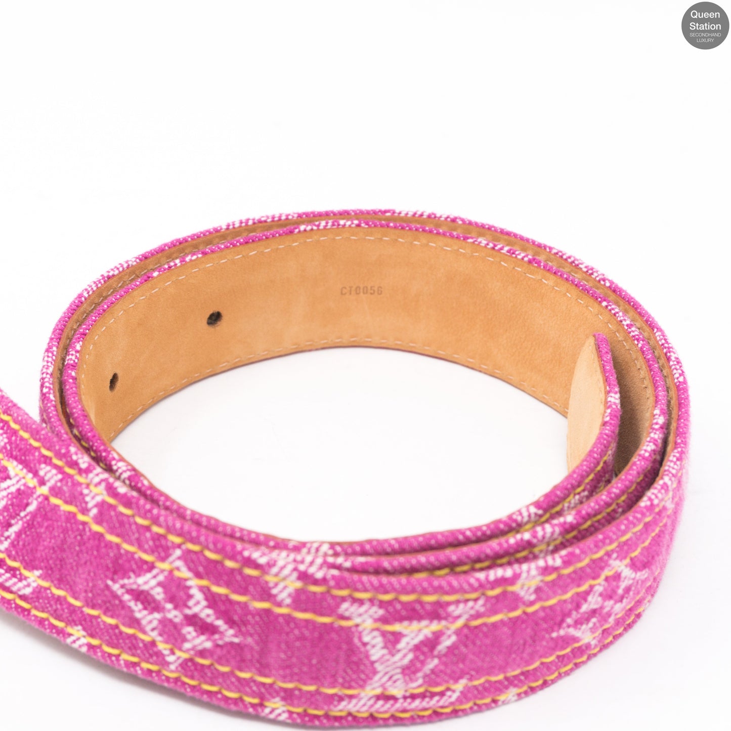 Louis-vuitton Monogram Belt Pink Denim 80 cm