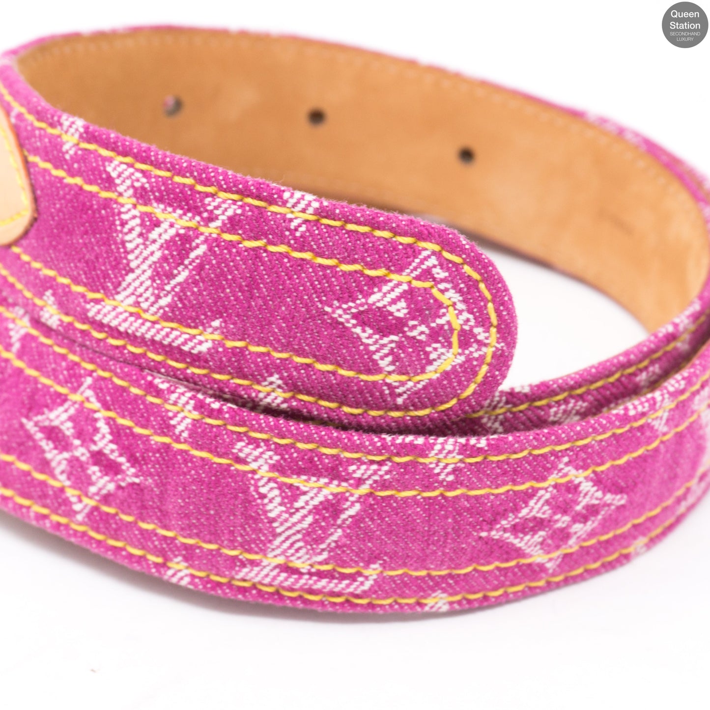 Louis-vuitton Monogram Belt Pink Denim 80 cm