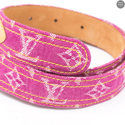 Louis-vuitton Monogram Belt Pink Denim 80 cm