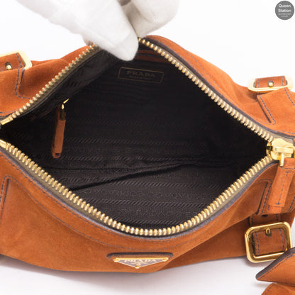 Orange Suede Leather Shoulder Bag