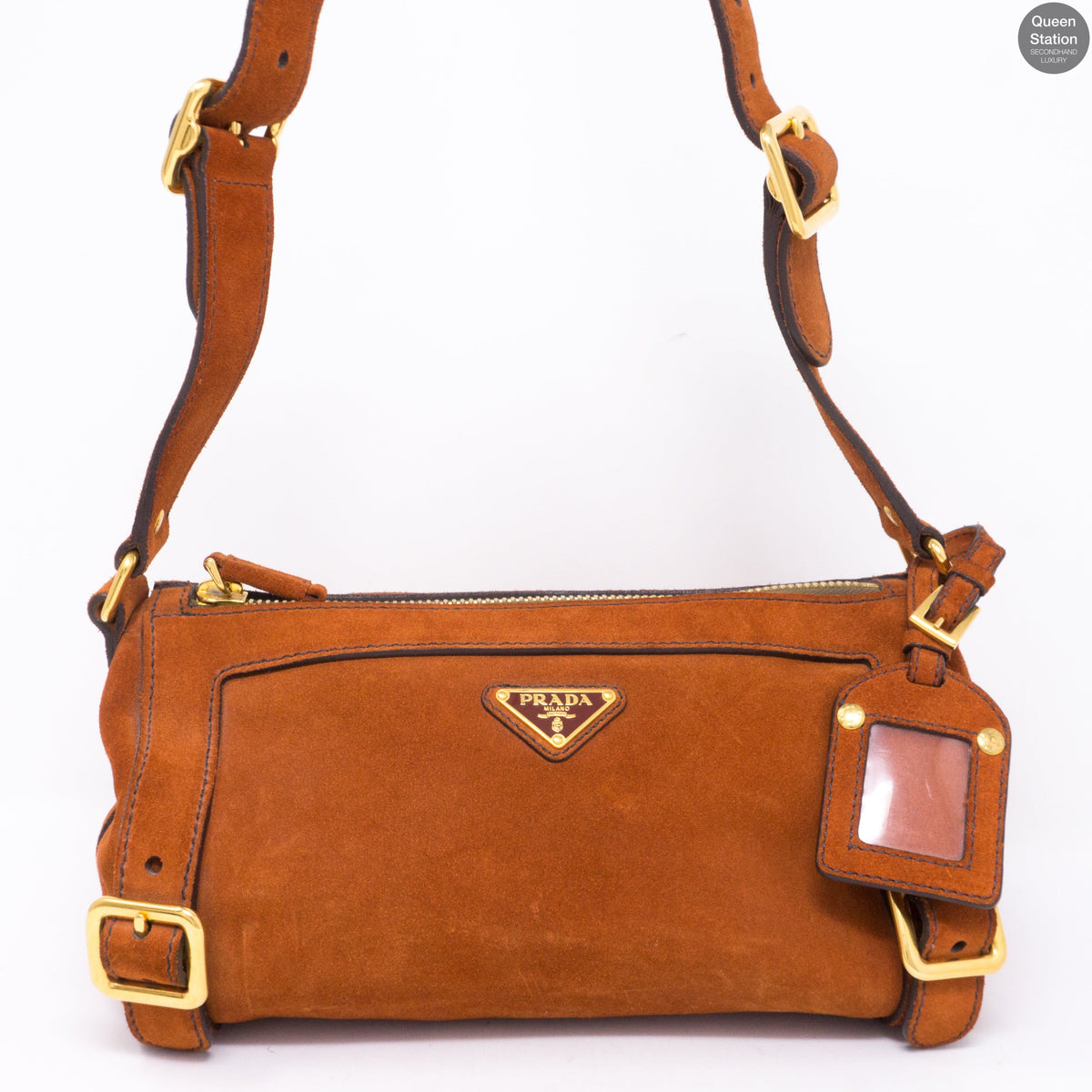 Orange Suede Leather Shoulder Bag