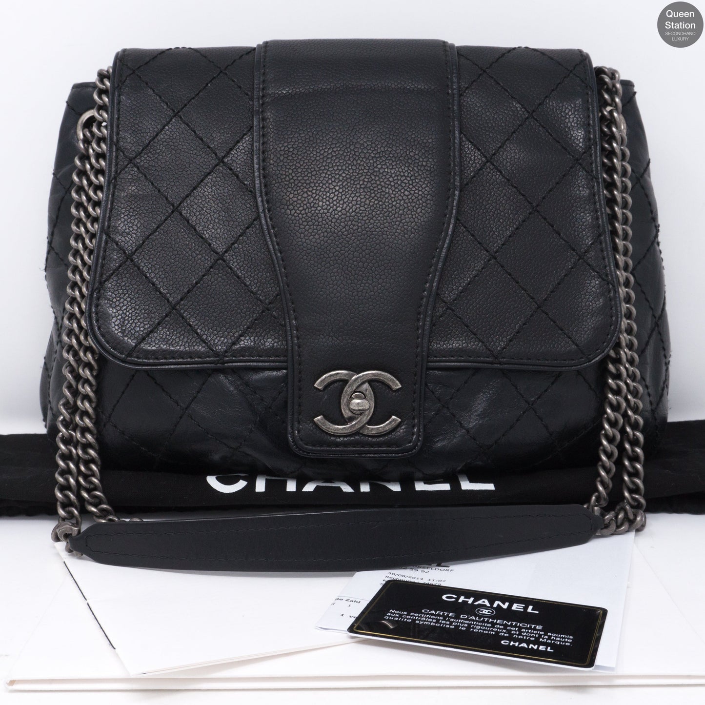 Large Black Leather Messenger Bag