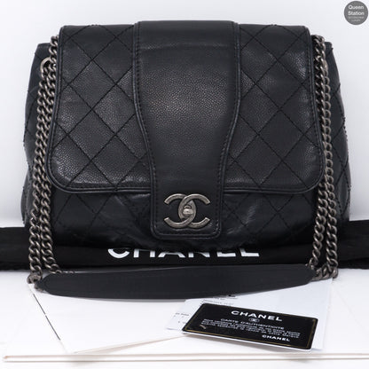 Large Black Leather Messenger Bag
