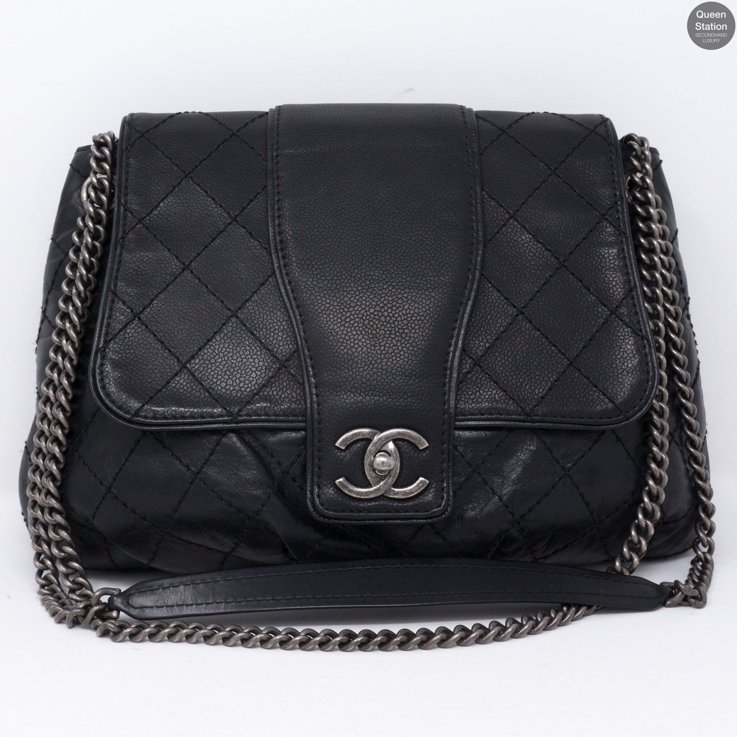 Large Black Leather Messenger Bag