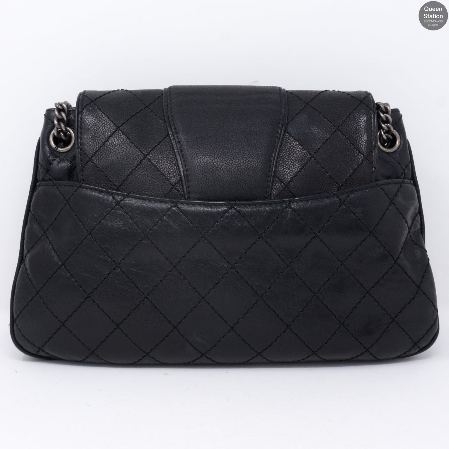 Large Black Leather Messenger Bag