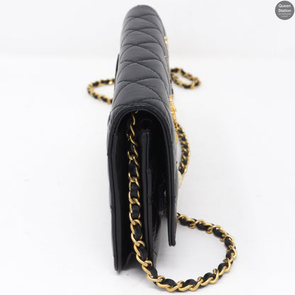 Black Leather Lucky Charms Wallet On Chain