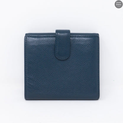 Bi-Fold CC Wallet Navy Caviarskin Leather