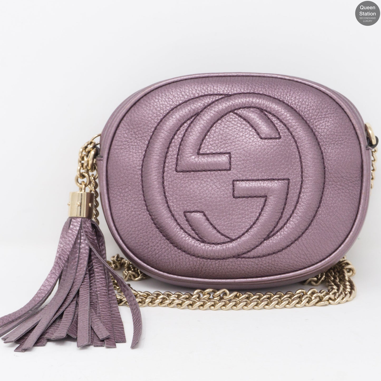 Soho Mini Chain Bag Metallic Purple Leather