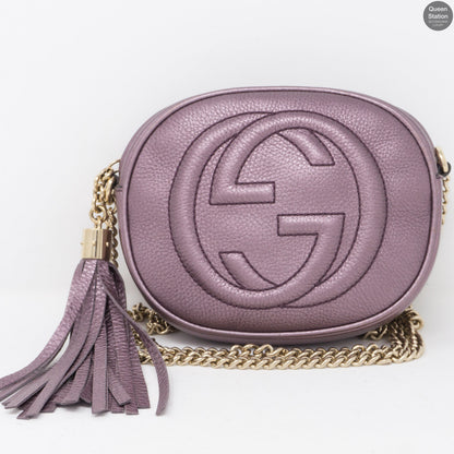 Soho Mini Chain Bag Metallic Purple Leather