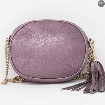 Soho Mini Chain Bag Metallic Purple Leather