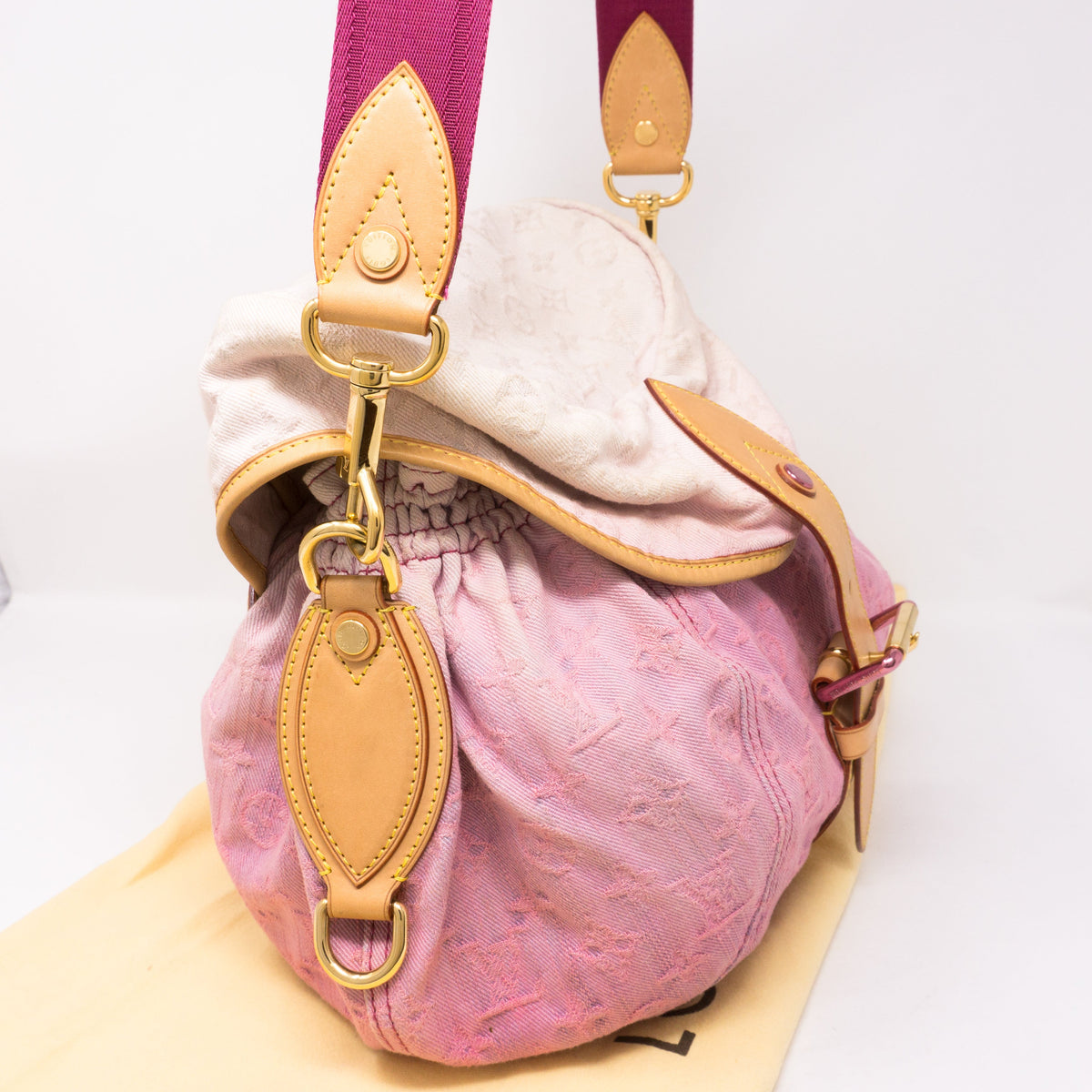 Louis-vuitton Sunshine Shoulder Bag Pink Denim