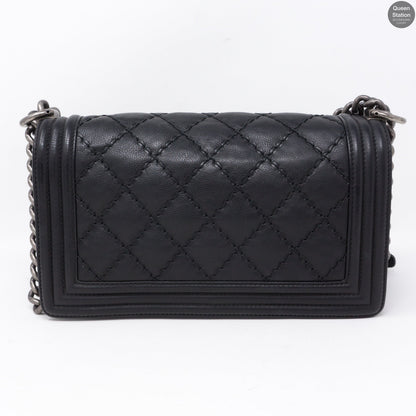 Boy Medium Black Calfskin