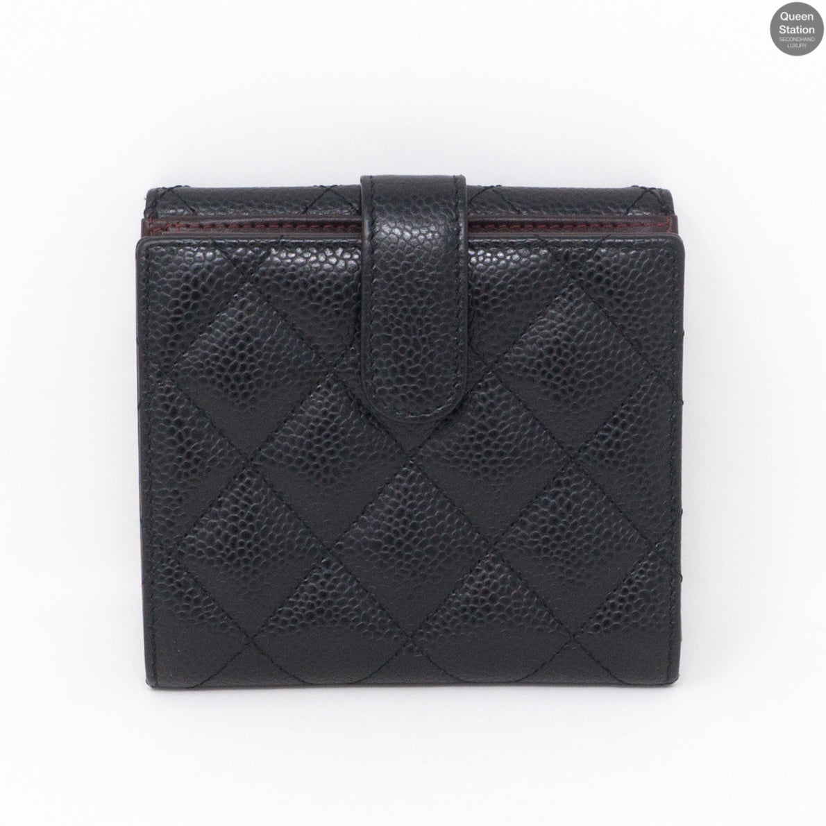 Bi-Fold CC Wallet Black Caviarskin Leather