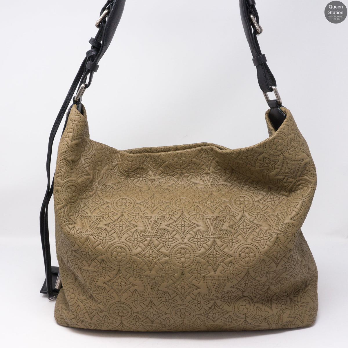 Louis-vuitton Antheia Hobo PM Khaki Quilted Leather