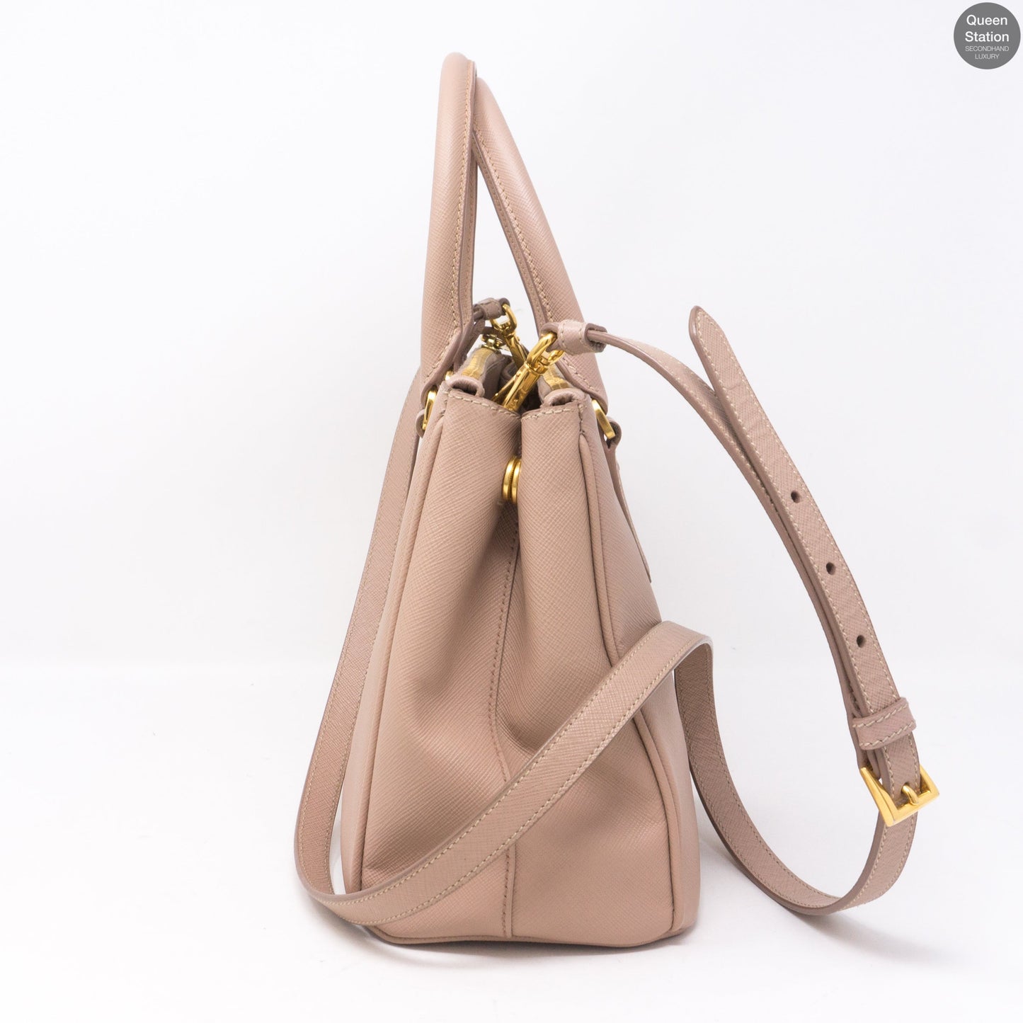 Saffiano Leather Double Zip Dusty Pink