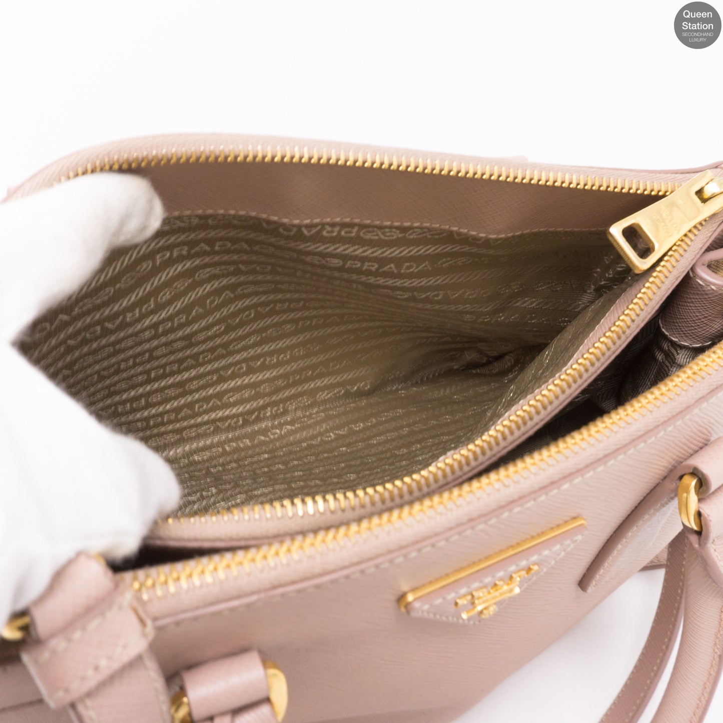 Saffiano Leather Double Zip Dusty Pink