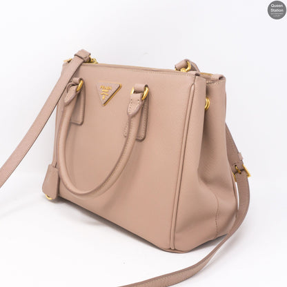 Saffiano Leather Double Zip Dusty Pink